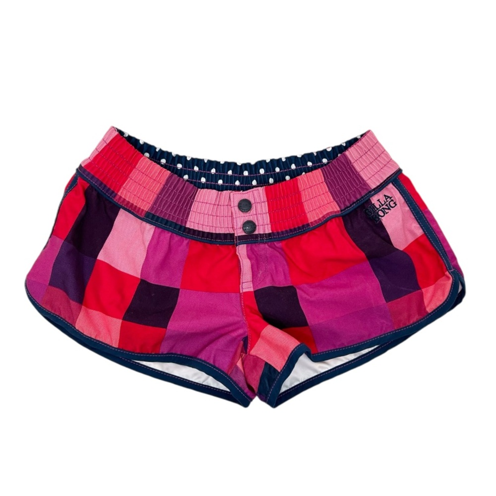 Billabong Women's Beach Boardshort Swim Surf Shorts in Plaid Check Pattern